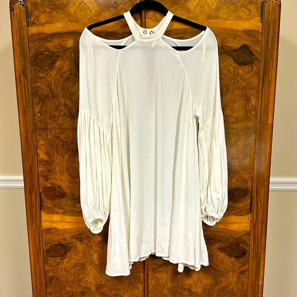 Free People Drift Away Cold Shoulder Mini Dress/Tunic Ivory Size Small